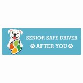 カーサイン 高齢者マーク SENIOR SAFE DRIVER ピットブル ステッカー シール 長方形 20x6.7cm 肉球 日本製 車