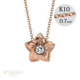 ハワイアンジュエリー ダイヤモンド ピンクゴールド ネックレス プルメリア スターフラワー 14K K14ピンクゴールド 一粒ダイヤモンド 鑑定書付 K10 10Kあずきチェーン太0.7mm ギフトラッピング可能 彼女 妻 女性 レディース プレゼント ハロウィン 【品番：CG-GP102R】