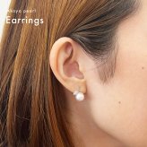 ［pearl553］ 7.5mm -  8mm パール ピアス リンゴ ダイヤ あこや真珠 K18WG 0.02ct ダイヤモンド 珍珠 天草