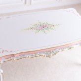 テーブル ロココ 調 センター 白 リビング おしゃれ ホワイト 幅120cm 木製 アンティーク 猫脚 姫系 ROCOCOアントワネット (ガラス天板付き） ヨーロピアン 輸入家具 かわいい 新生活