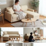 ソファ 座椅子 ー 収納付き カウチ 2人掛け ロー 収納 変形カウチ 丸み ファブリック オットマン ローリング式収納 おしゃれ 北欧 一人暮らし コンパクト クッション付き