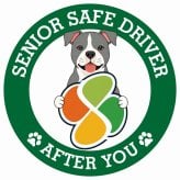 カーサイン 高齢者マーク SENIOR SAFE DRIVER アメリカンスタッフォードシャーテリア ステッカー シール 直径13cm 肉球 日本製 車