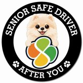 カーサイン 高齢者マーク SENIOR SAFE DRIVER ポメプー マグネット 強力 直径13cm 肉球 日本製 車 ステッカー