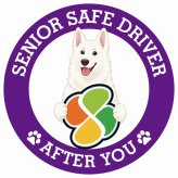 カーサイン 高齢者マーク SENIOR SAFE DRIVER ホワイトスイスシェパード ステッカー シール 直径13cm 肉球 日本製 車