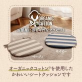 チェア 椅子 クッション シート 日本製 オーガニックコットン 綿100% ボーダー 洗える 約43×43cm