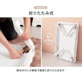 テーブル フェミニンシリーズ 折れ脚 ホワイト 幅80cm 収納 リビング収納 白 白家具 姫系 可愛い 大人可愛い 折りたたみできて便利、猫脚とアンティーク風のデザインが可愛いコンパクト