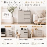 薄型 キャビネット 幅80・100cm 奥行31cm サイドボード 隠しキャスター 引き出し3段 扉収納 可動棚 大容量 リビング収納 ホワイト グレー