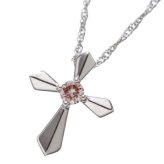 ネックレス レディース ピンクダイヤモンド クロス 十字架 天然石 ペンダント アクセサリー ジュエリー 華奢 シンプル 大人可愛い 上品 ギフト プレゼント 誕生日 記念日