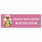 カーサイン 高齢者マーク SENIOR SAFE DRIVER ペキニーズ ステッカー シール 長方形 20x6.7cm 肉球 日本製 車