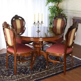 イタリア家具 アンティーク調 猫脚 ダイニングテーブルセット 4人掛け 楕円 布張り 象嵌 イタリア製 ルネッサンス Italia ダイニング5点セット クラシック 輸入家具 イタリアンレッド 新生活