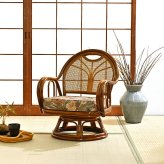 チェア 椅子 回転 ミドルハイ 藤 ラタン おしゃれ ナチュラル シンプル 回転式 和モダン 天然素材 ノスタルジック 懐かしい 読書 縁側 和室 昭和 旅館 新生活