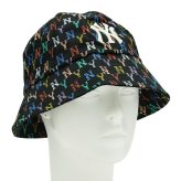 エムエルビーコリア MLB Korea バケットハット 帽子 ニューヨーク ヤンキース モノグラム レインボー ドーム 32CPH4111 50L メンズ レディース ユニセックス ブラック+レインボー 海外正規品