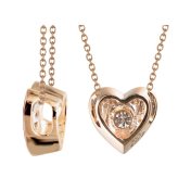 ハワイアンジュエリー ダイヤモンド ピンクゴールド ネックレス ハート 14K K14ピンクゴールド 一粒ダイヤモンド 鑑定書付 K10 10Kあずきチェーン太0.7mm ギフトラッピング可能 BY THE SEA バイザシー 彼女 妻 女性 レディース プレゼント ハロウィン 【品番：CG-GP103R】