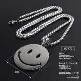 ステンレス ニコちゃんネックレス スマイル ペンダントネックレス 5タイプ メンズネックレス シルバー ベネチアンチェーン メタリック 韓国系 原宿 ロング お洒落 鏡面 シンプル 笑顔 マーク 表情 男性 金属アレルギー対応
