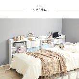 ベッド 寝具 ヘッドボード RHB-1925 対応サイズS 幅98×奥行20×高さ80cm 2口コンセン付き 奥行スリム 薄型収納 可動棚 まわり 小物 収納力 収納棚 木目調 リビング収納 デスク横 横 ワンルーム 一人暮らし ブラウン ナチュラル