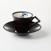漆陶そう吉　コーヒーc/s　シダ曙（黒） 陶器 美濃焼 やきものの里から、暮らしを贈ります。　ギフト 食器 セット テーブルウェア