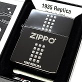 ZIPPO 1935 ジッポ ライター ロゴ ブラックニッケル 黒 角型 外ヒンジ 3バレル エッチング彫刻 銀差し シンプル かっこいい 高級 ギフト メンズ プレゼント