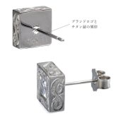 金属アレルギー ピアス ハワイアンジュエリー 純チタン 一粒 ホワイト ブラック ジルコニア 片耳購入可能 スタッドピアス スクエア キャッチ シンプル 20G(ゲージ) BY THE TIEA バイザシー ギフト【品番：TIE102】