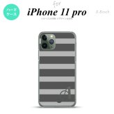 iPhone11Pro iPhone11 Pro スマホケース ハードケース ボーダー 大 グレー +アルファベット メンズ レディース nk-i11p-791i