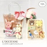 日常に癒しと潤いをプラス♪  ロクシタン 人気 ハンドクリーム ＆ ふわふわ マスコット 付き タオルやバスフィズも入った 贈って喜ばれる ご褒美ギフト ロクシタンハンドクリーム 10ｍｌ ギフトセット アニマルフレンズ バッグ付 タオル バスフィズ マスコット クマ ウサギ 送料無料 アニマルフレンズバッグ 日頃の感謝・大切な方へ 誕生日プレゼント 誕生日 プレゼント