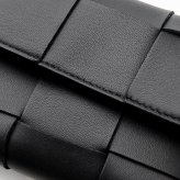 選べる2色 ボッテガヴェネタ BOTTEGA VENETA 三つ折り財布 カセット マキシイントレチャート メンズ レディース ミニ財布 本革 レザー 小銭入れ ブラック 黒 アーモンド ベージュ 651372 V3UO1