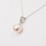 ［pearl584］ 8mm - 8.5mm ホワイトピンク ペンダント ダイヤモンド付 あこや真珠 0.01ct ハート