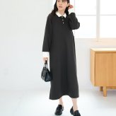 【送料無料】授乳服〈授乳〉ポロカラーワンピース