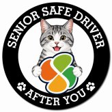 カーサイン 高齢者マーク SENIOR SAFE DRIVER サバ白 マグネット 強力 直径13cm 肉球 日本製 車 ステッカー