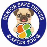 カーサイン 高齢者マーク SENIOR SAFE DRIVER パグ マグネット 強力 直径13cm 肉球 日本製 車 ステッカー