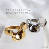 ステンレス ドレープリング 2カラー 18KGP ゴールド gold フリル プリーツ ギャザー レディース 女性 指輪 金属アレルギー対応