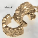 金属アレルギー フープピアス ハワイアンジュエリー 純チタン ゴールドカラー 誕生石 カットアウト Sサイズ 片耳購入可能 キャッチ シンプル 20G(ゲージ) BY THE TIEA バイザシー メンズ レディース 誕生日 プレゼント 【品番：TIE107-Y】