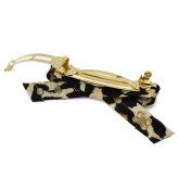 GANNI ガニー バレッタ A6656-943 Eyelet Bow Barrette ヘアアクセサリー レオパード