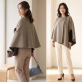 ケープ コート ウール シルク 手縫い ブランド Filomo レディース バイカラー アシンメトリー 一枚仕立て ハンドメイド Wフェイス アウター 羽織り ポンチョ マント ゆったり 体型カバー 大きめ 大きいサイズ 秋冬 ギフト プレゼント 7F (08000189r)