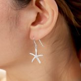 ハワイアンジュエリー ピアス スターフィッシュ ヒトデ ひとで 海星 ジルコニア シルバー925 ロジウムコーティング フックピアス 金属アレルギー 樹脂 フック パーツ 交換可能 18G ゲージ aumakua ハロウィン 【品番：445-12-01】