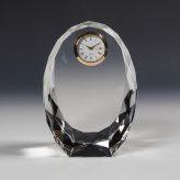 結婚祝 周記念 誕生祝 退職祝 長寿記念 クリスタル時計 DT-23 中サイズ サンド加工金時計 名入れ無料