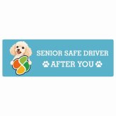 カーサイン 高齢者マーク SENIOR SAFE DRIVER ミディアムプードル ステッカー シール 長方形 15x5cm 肉球 日本製 車