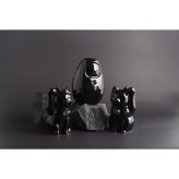 【縁起物×天然石】Jeramic開運招福セット / 招き猫×だるま / 黒 / 3体セット / ギフトボックス付き / 瀬戸焼 置物【送料無料（北海道・沖縄を除く）】