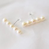 ［pearl24］ 5.5mm - 6mm ホワイトピンク ベビーパール 5連 ライン ピアス あこや真珠 本真珠 熊本 天草 真珠