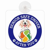 カーサイン 高齢者マーク SENIOR SAFE DRIVER イングリッシュセター 車内用 吸盤タイプ 収れん火災防止タイプ 肉球 日本製 車 ステッカー