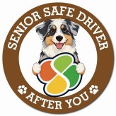 カーサイン 高齢者マーク SENIOR SAFE DRIVER オーストラリアンシェパード マグネット 強力 直径13cm 肉球 日本製 車 ステッカー