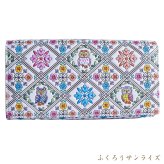 浅草文庫 友禅染 かぶせ 長財布 花菱 WA-4 花菱 柄 江戸小紋 カブセ 財布 フラップ 文庫革 送料無料 レザー 牛革 レディース ギフト プレゼント