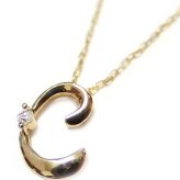 イニシャル ネックレス K18 ゴールド ダイヤモンド 0.01ct 一粒 ダイヤネックレス ペンダント レディース ジュエリー アクセサリー アルファベット C 18金 誕生日 プレゼント ギフト