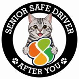 カーサイン 高齢者マーク SENIOR SAFE DRIVER アメリカンショートヘア ステッカー シール 直径13cm 肉球 日本製 車