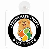 カーサイン 高齢者マーク SENIOR SAFE DRIVER チベタンマスティフ 車内用 吸盤タイプ 収れん火災防止タイプ 肉球 日本製 車 ステッカー