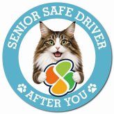 カーサイン 高齢者マーク SENIOR SAFE DRIVER ノルウェージャンフォレストキャット マグネット 強力 直径13cm 肉球 日本製 車 ステッカー