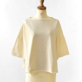 【NARU ナル】コットン デラヴェジャージー ワイド シャツ / カットソー (654202)レディース 秋 冬 7分袖 七分袖 5分袖 無地 ボートネック ゆったり 体型カバー シンプル ナチュラル カジュアル きれいめ 黒 日本製 60代 50代 40代