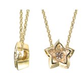 ハワイアンジュエリー ダイヤモンド イエローゴールド ネックレス プルメリア スターフラワー 14K K14 一粒ダイヤモンド 鑑定書付 14k カットあずきチェーン太0.9mm ギフトラッピング可能 彼女 妻 女性 レディース プレゼント ハロウィン 【品番：CG-GP102-CH123】