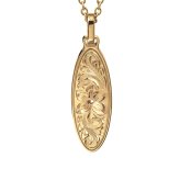 金属アレルギー対応 ペアネックレス ハワイアンジュエリー 純チタン ゴールドカラー ペアネックレス 刻印無料 誕生石 オーバル Sサイズ Lサイズ チェーン 長さ選べる イオンプレーティング カップル プレゼント ハロウィン 【品番：CG-TIP404SLP-Y】
