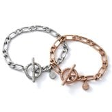 ハワイアンジュエリー ペアブレスレット つけっぱなし イニシャル 刻印 ステンレス 金属アレルギー ブランド 大人 シンプル マンテル トグル Tバー フィガロチェーン サージカルステンレス 2本セット クリスマス 記念日 プレゼント テラグラティア Terra-gratia PairBracelet【gbss211pair】