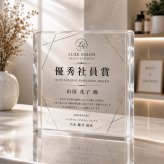 表彰盾 ガラスブロック 優秀社員賞 サロン プレゼント ギフト サプライズ おしゃれ ビジネス 永年勤続 永年勤続表彰 名入れ 送別会 記念品 高級 クリスタル盾 創立記念 表彰 法人 記念品贈呈 表彰状 贈り物 取引先 表彰楯 記念日 法人ギフト 受賞記念 応接室 功労賞 受付 退職祝い 表彰式 オフィス 誕生日 感謝 会社 記念盾 カウンター 名入れギフト 社員 ロゴ入り 写真【c11】